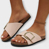 Margie - Dames Kork Pantoletten met Gespsluiting Design