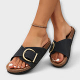 Margie - Dames Kork Pantoletten met Gespsluiting Design
