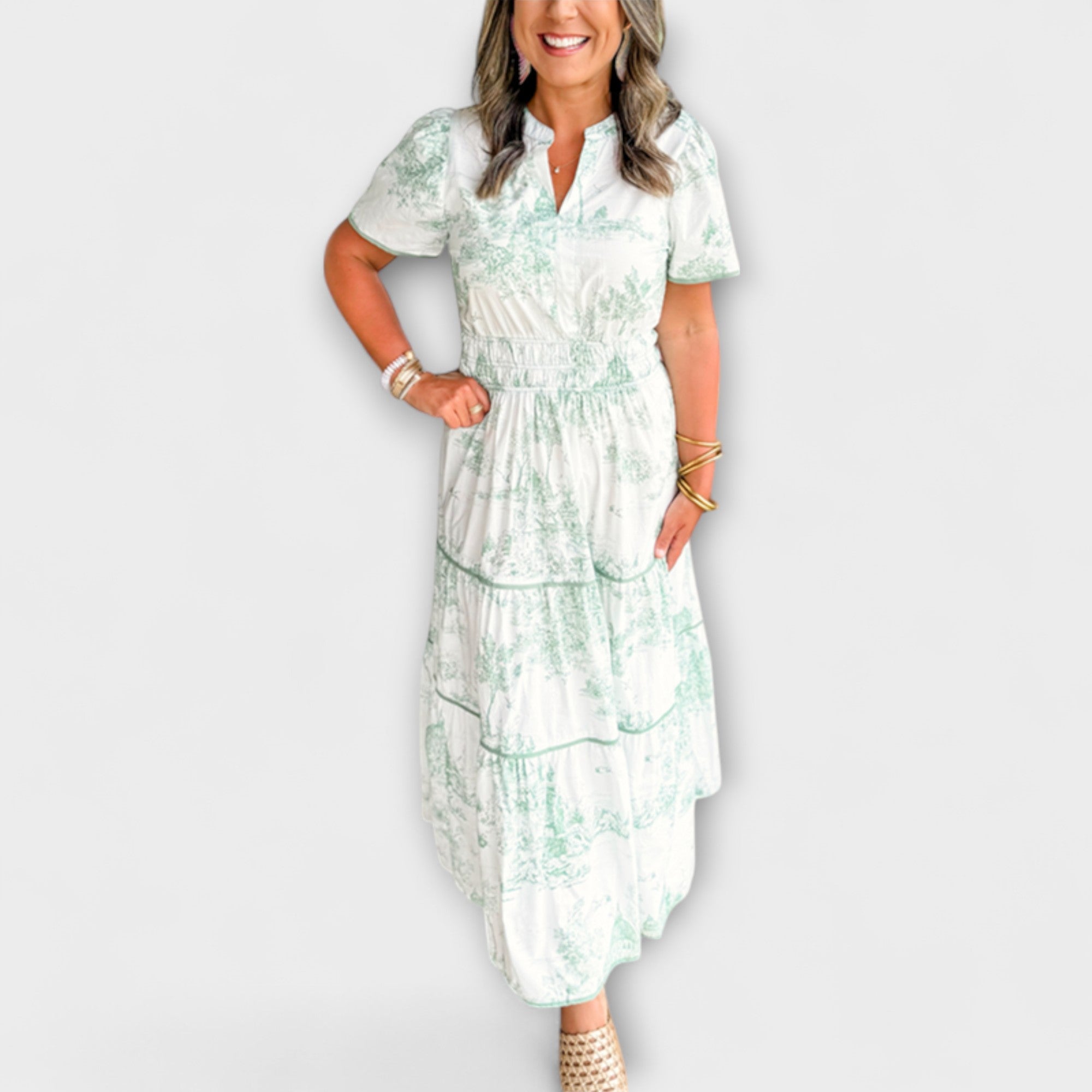 Eliza - Tijdloos Toile Maxi-Jurk