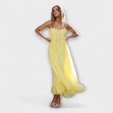 Celine - Rimpelrand mouwloze midikleed