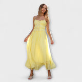 Celine - Rimpelrand mouwloze midikleed