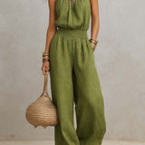 Ainara™ | Elegante Jumpsuit met Halterhals en Wijde Pijpen