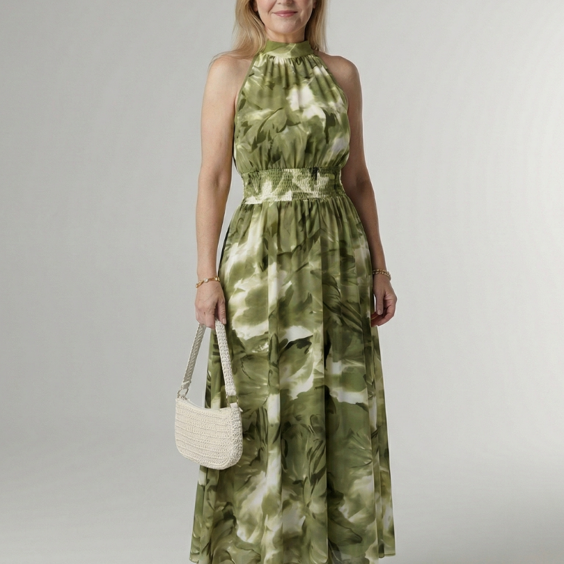 Sylin | Geraffineerde Halter Midi Jurk