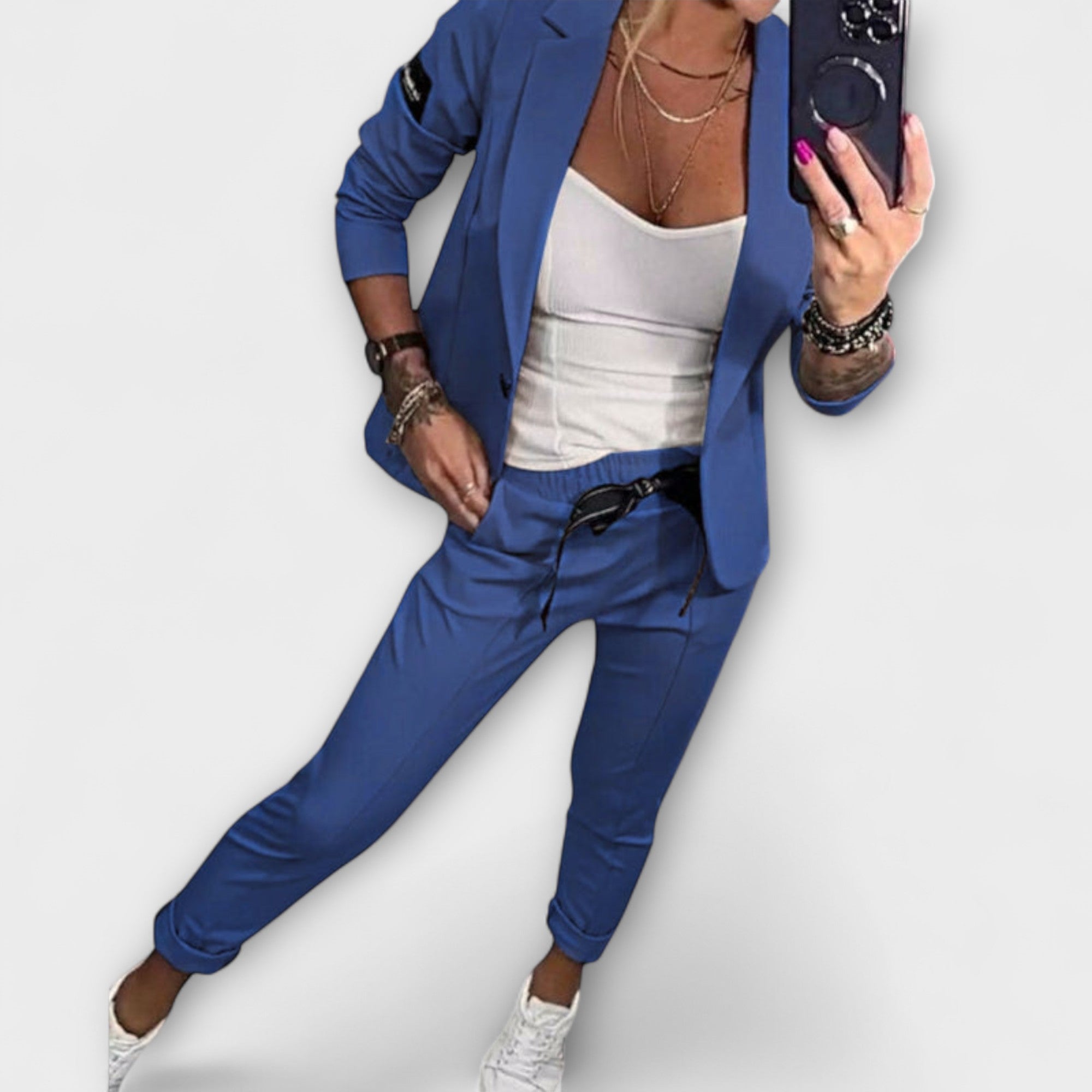 Malou - Gecoördineerde set van top, jas en broek