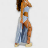 Winona - Bandeau-Tie Bodycon Jurk met Zijsplitten