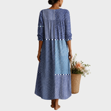 Vera™ | Boho Jurk Blauw met Retro Patchwork