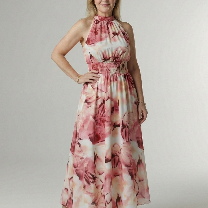 Sylin | Geraffineerde Halter Midi Jurk