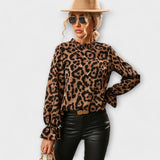 Kayla - Leoblouse met geplooide kraag