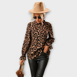 Kayla - Leoblouse met geplooide kraag