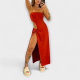 Winona - Bandeau-Tie Bodycon Jurk met Zijsplitten