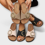 Margie - Dames Kork Pantoletten met Gespsluiting Design
