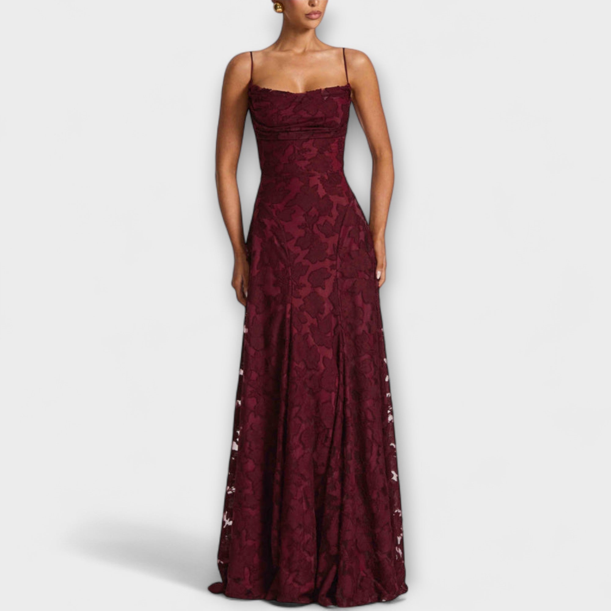 Kairi - Stijlvolle Floral-Lace Maxijurk met Spaghettibandjes