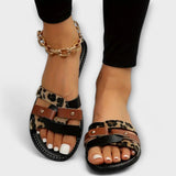Kruisband Sandalen met Luipaardprint