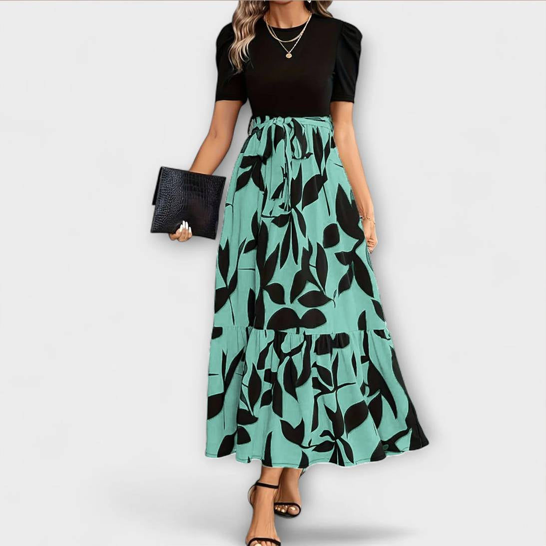 Luna - Zomerkleed met bloemenpatroon en ronde hals