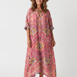 Tilda | Abstracte Print Ontspannen Pocket Midi Jurk