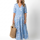 Alora | Bloemenprint Tassel Tie Midi Jurk