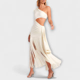 Alice - Opvallende Cutout-Franje-Maxi-Jurk