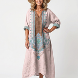Kenza | Designer Paneel Relaxed Pocket Midi Jurk