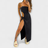 Winona - Bandeau-Tie Bodycon Jurk met Zijsplitten