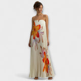 Michelle - Sweetheart Maxi Jurk in Oranje Bloem