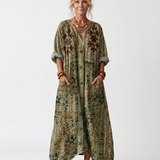 Aleta | Oversized Midi-jurk met Knopsluiting en Zakken