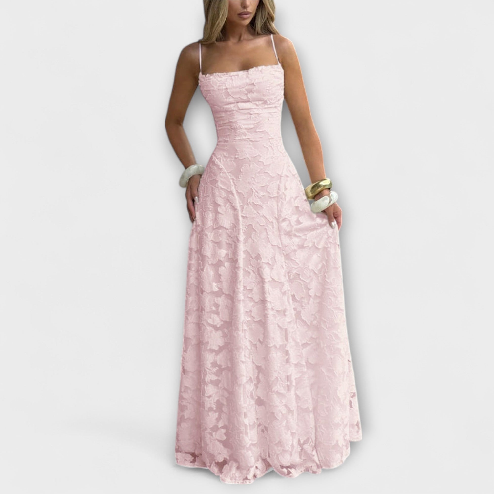 Emberly - Elegante Jacquard-Maxidress