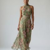 Mirelle | Geraffineerde Halter Midi-Jurk