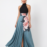 Olympas | Halter-Bodice Bloemenrok Maxikleed