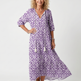 Penelope | Geprinte Tassel Tie Midi Jurk