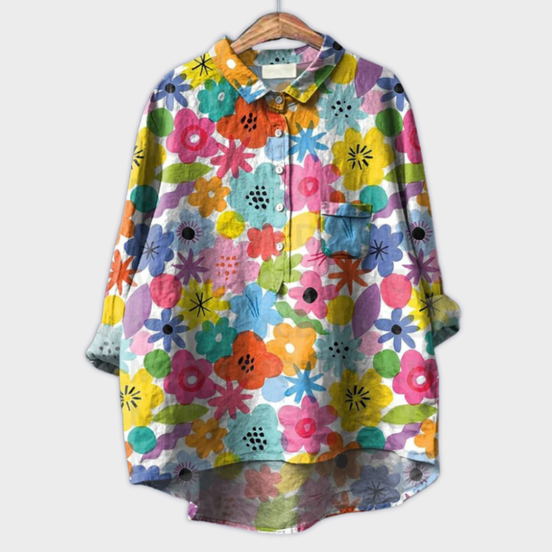 Magdalena - Handgemaakte Damesblouse met Bloemendessin