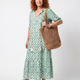 Ilara | Patroon V-Hals Tassel Midi Jurk