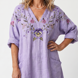 Tavi | Bloemen Oversized Pocket Midi Jurk
