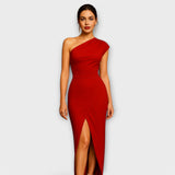Elegante asymmetrische avondjurk