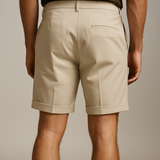 Heren shorts met plooien en zakken – beige en veelzijdig