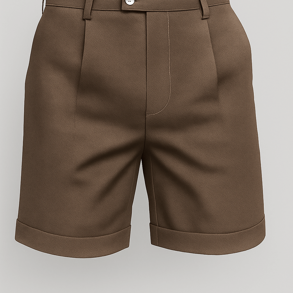 Heren shorts met plooien en zakken – Taupe en veelzijdig