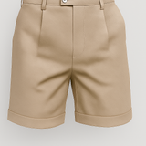 Heren shorts met plooien en zakken – beige en veelzijdig
