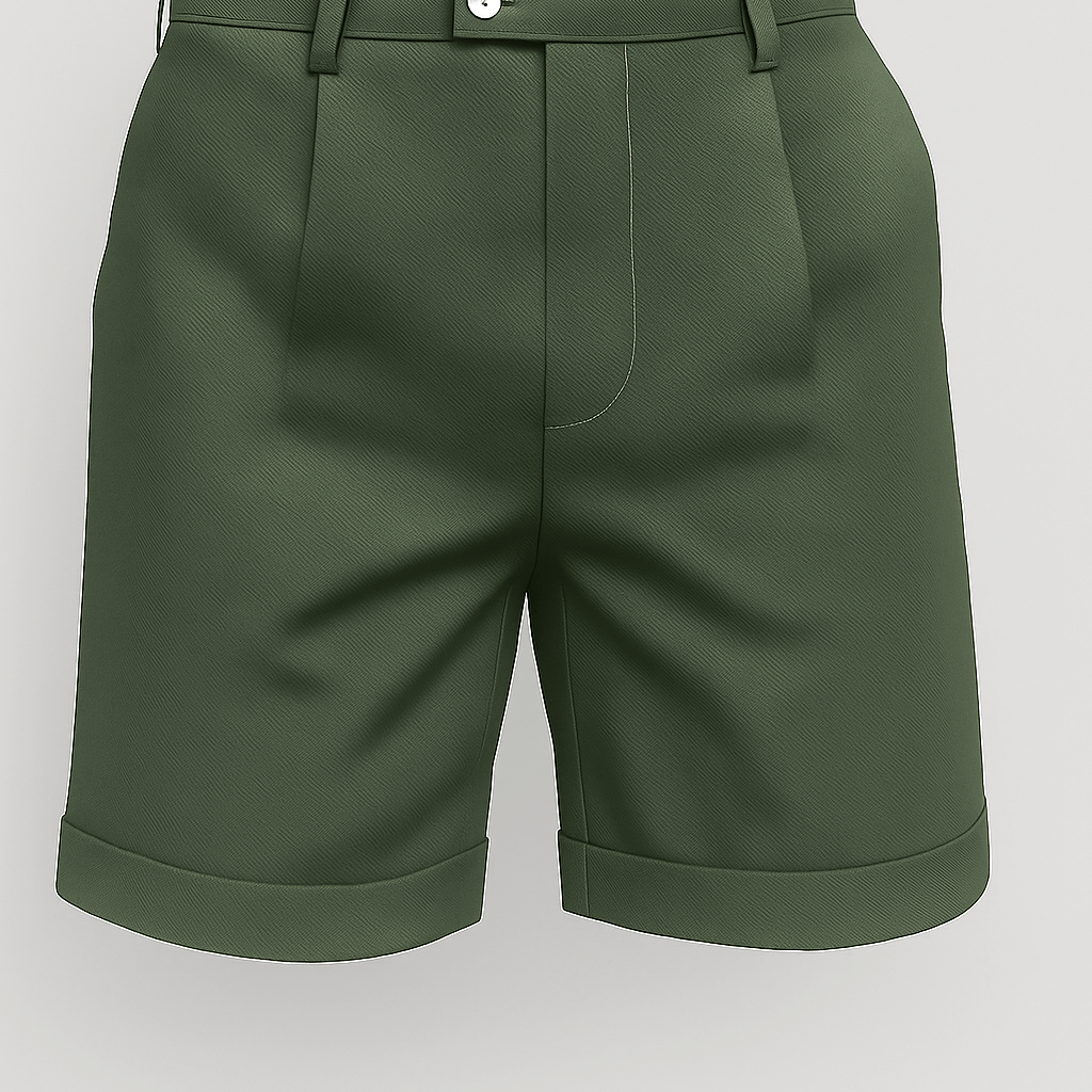 Heren shorts met plooien en zakken – groen en veelzijdig