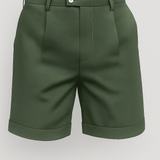 Heren shorts met plooien en zakken – groen en veelzijdig