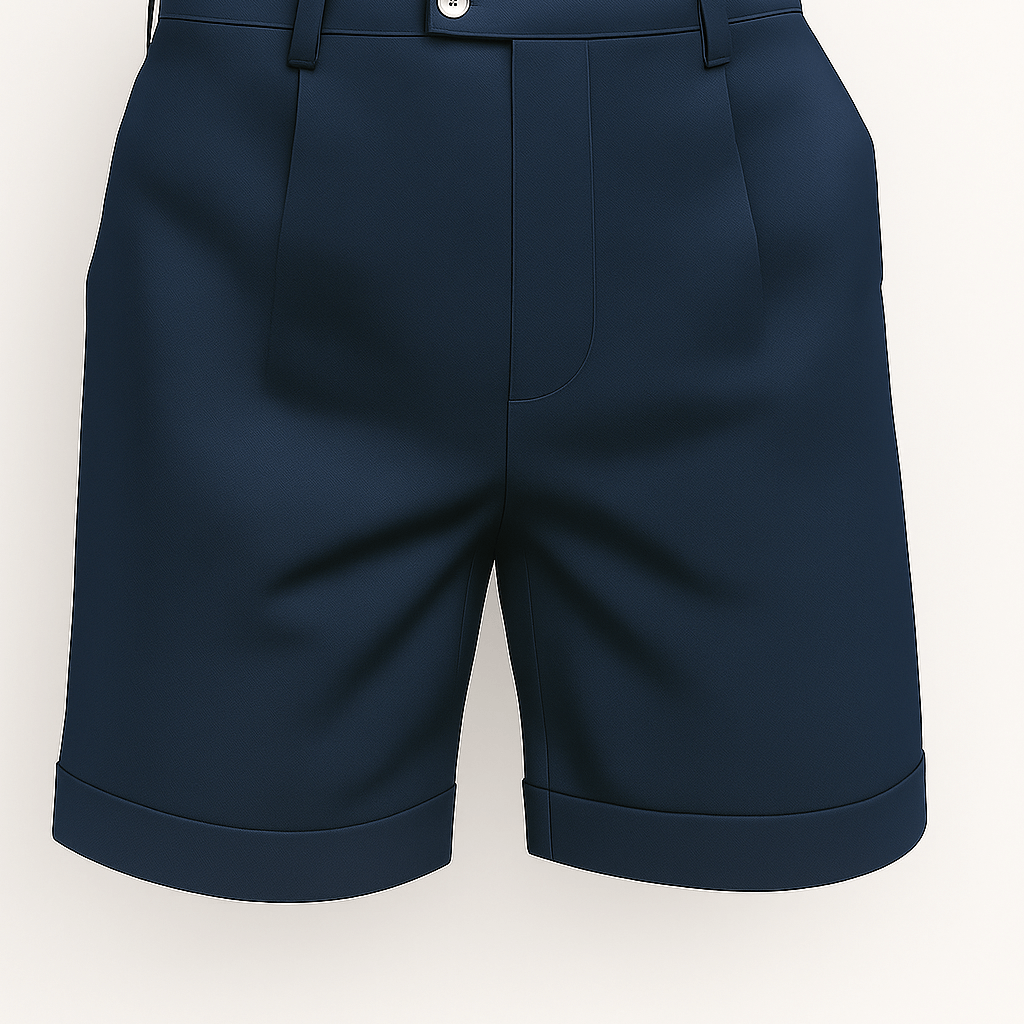 Heren shorts met plooien en zakken – Marineblauw en veelzijdig