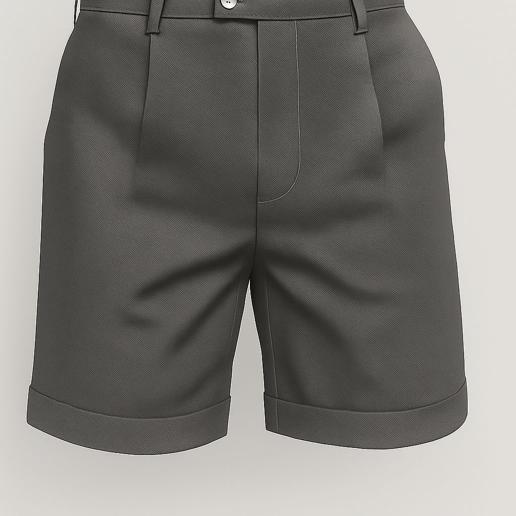 Heren shorts met plooien en zakken – leisteenkleurig en veelzijdig