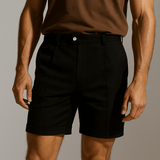 Heren shorts met plooien en zakken – zwart en veelzijdig