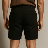 Heren shorts met plooien en zakken – zwart en veelzijdig