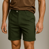 Heren shorts met plooien en zakken – groen en veelzijdig