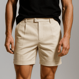 Heren shorts met plooien en zakken – gebroken wit en veelzijdig