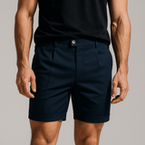 Heren shorts met plooien en zakken – Marineblauw en veelzijdig