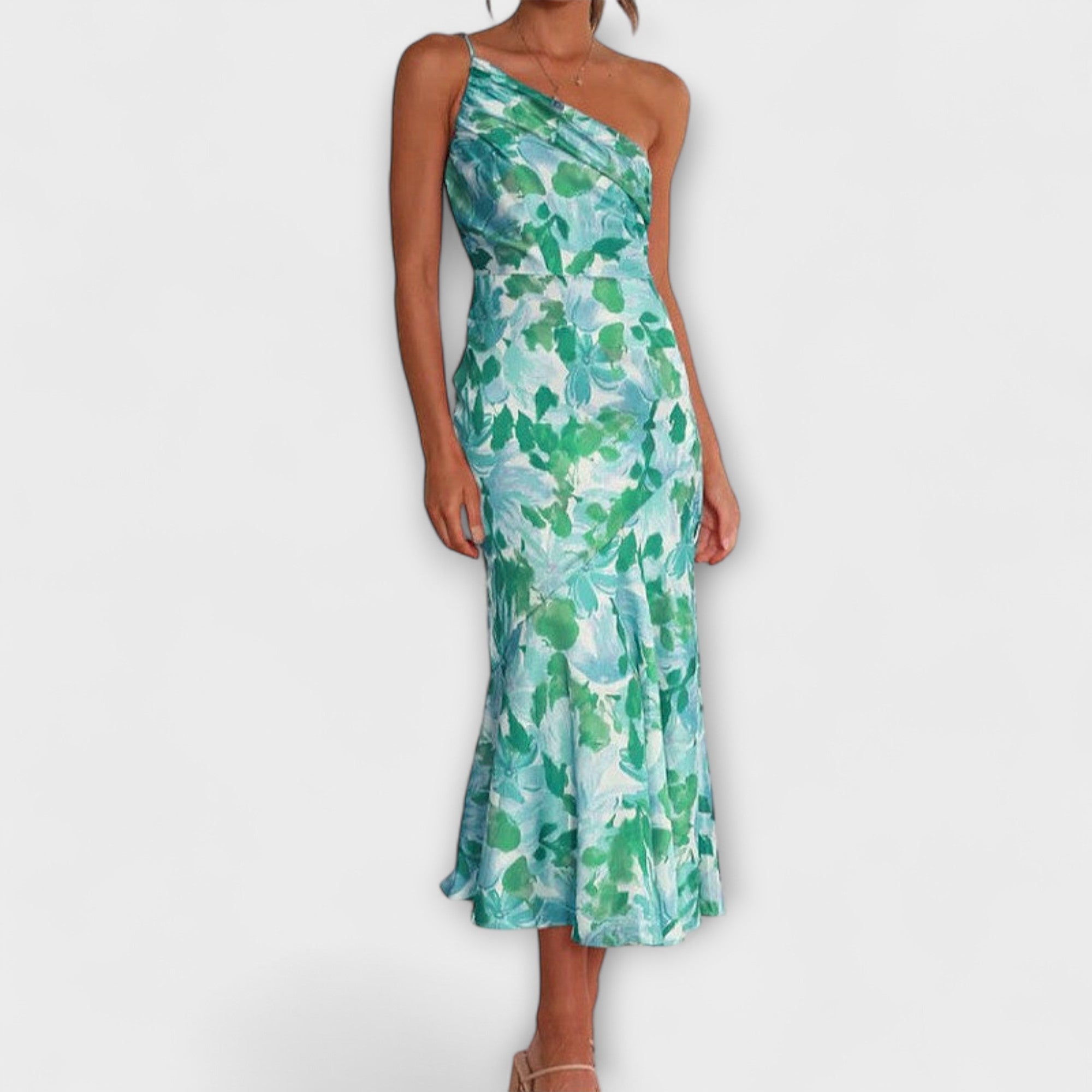 Tabea - Asymmetrische Bloemenprint Jurk