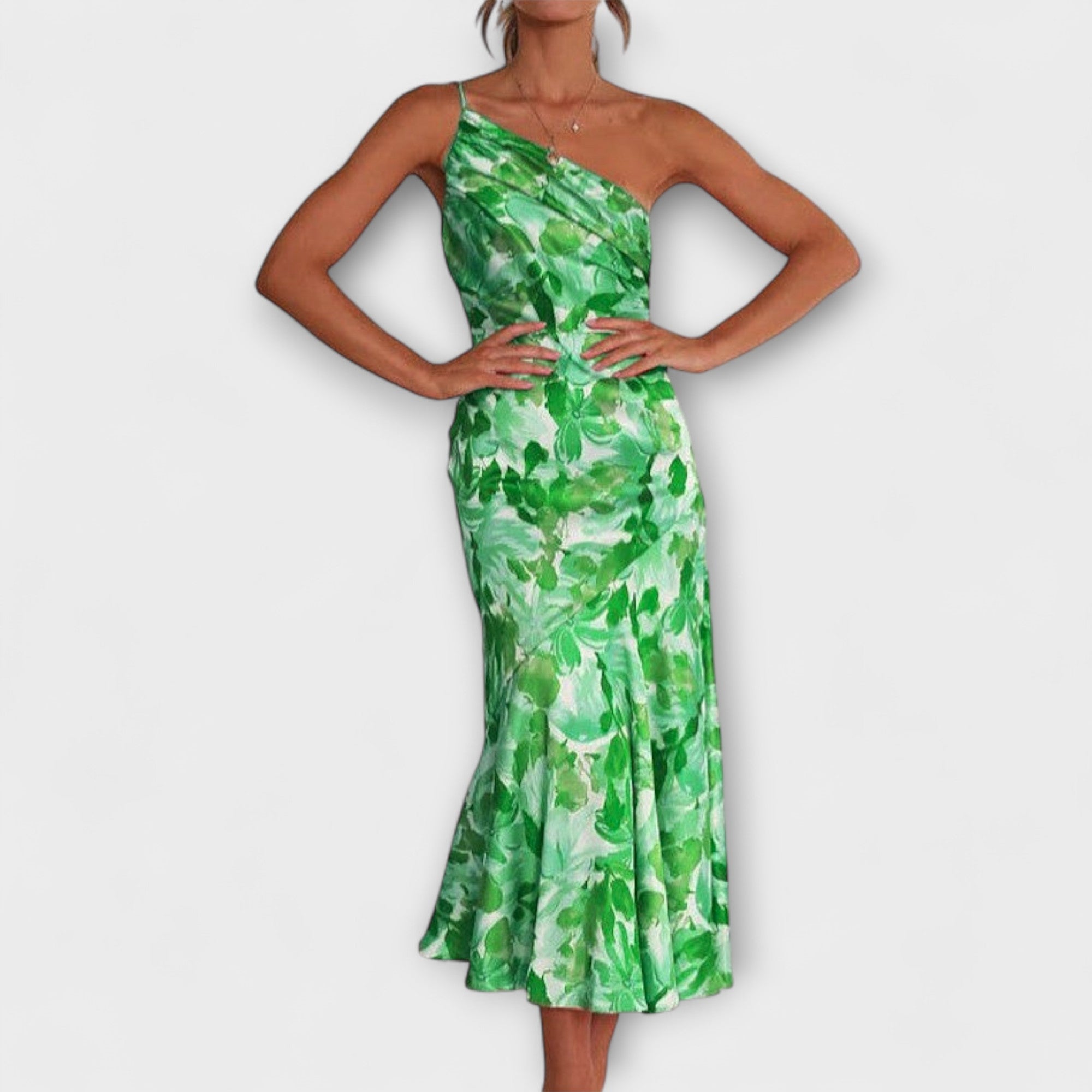 Tabea - Asymmetrische Bloemenprint Jurk