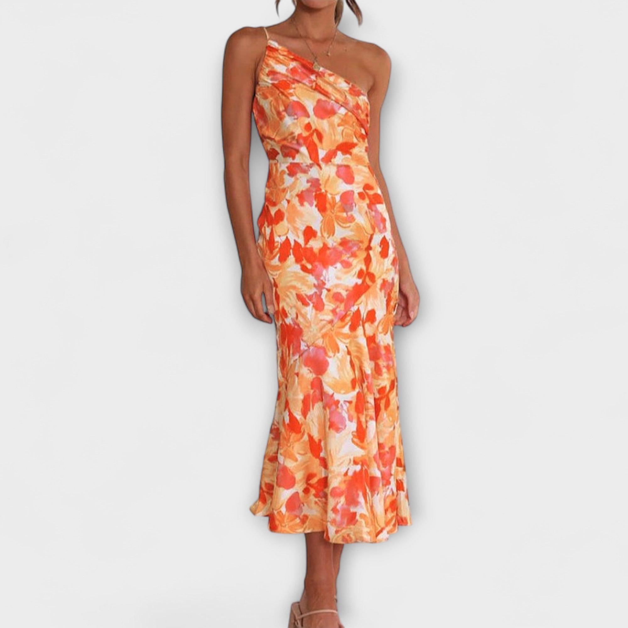 Tabea - Asymmetrische Bloemenprint Jurk