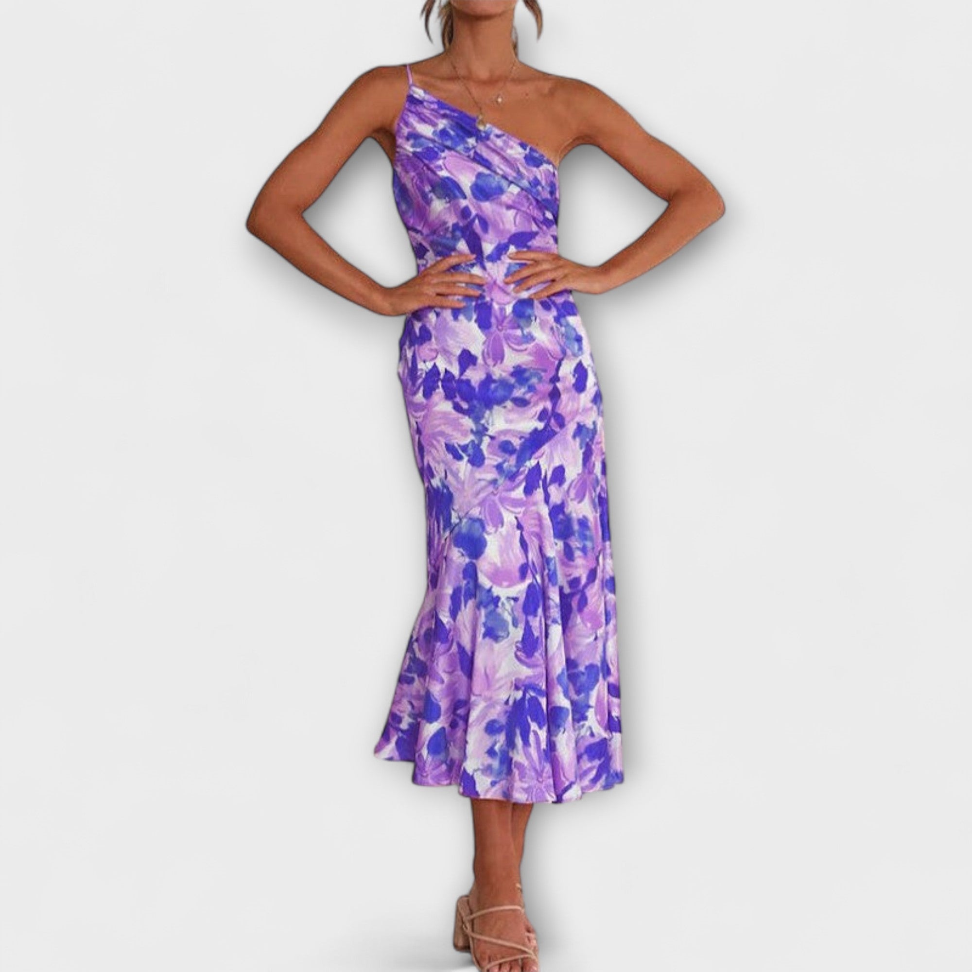 Tabea - Asymmetrische Bloemenprint Jurk