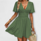 Winslet - Jurk met gerimpelde taille en V-hals